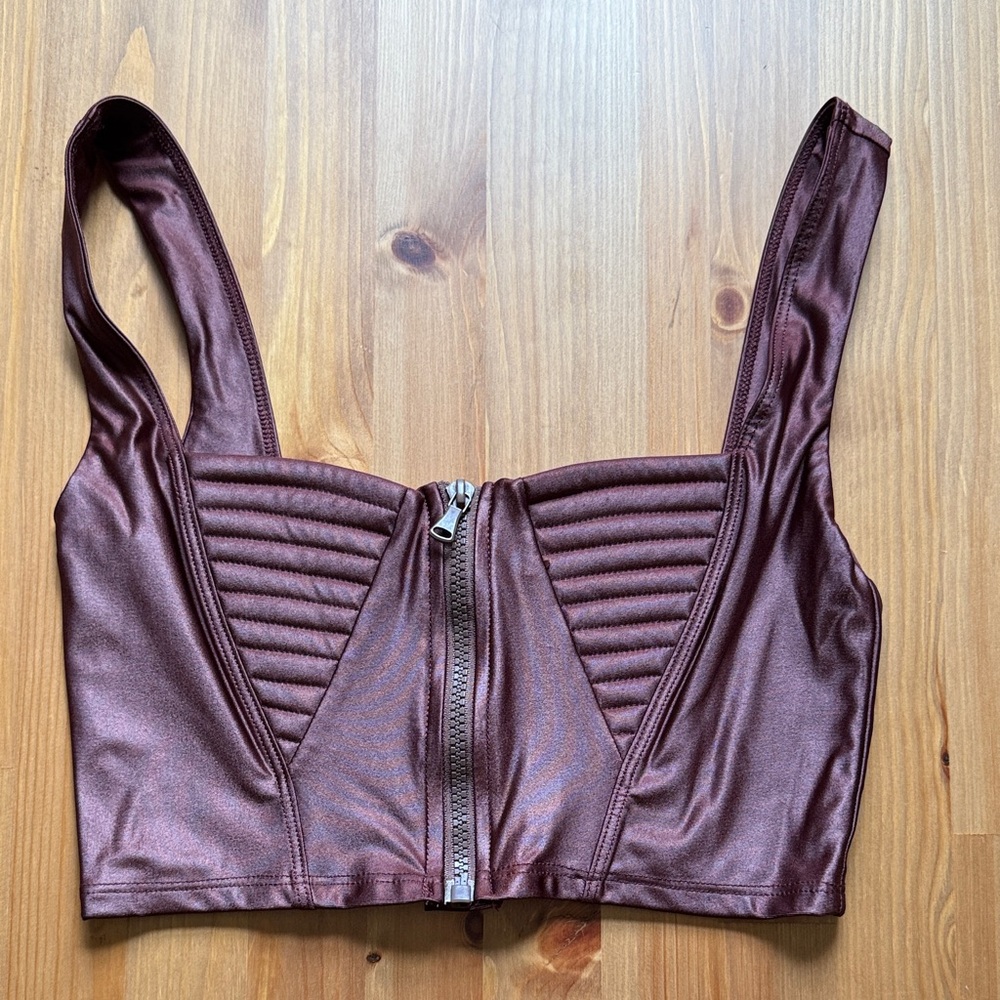 Metallic Brown Crop Top